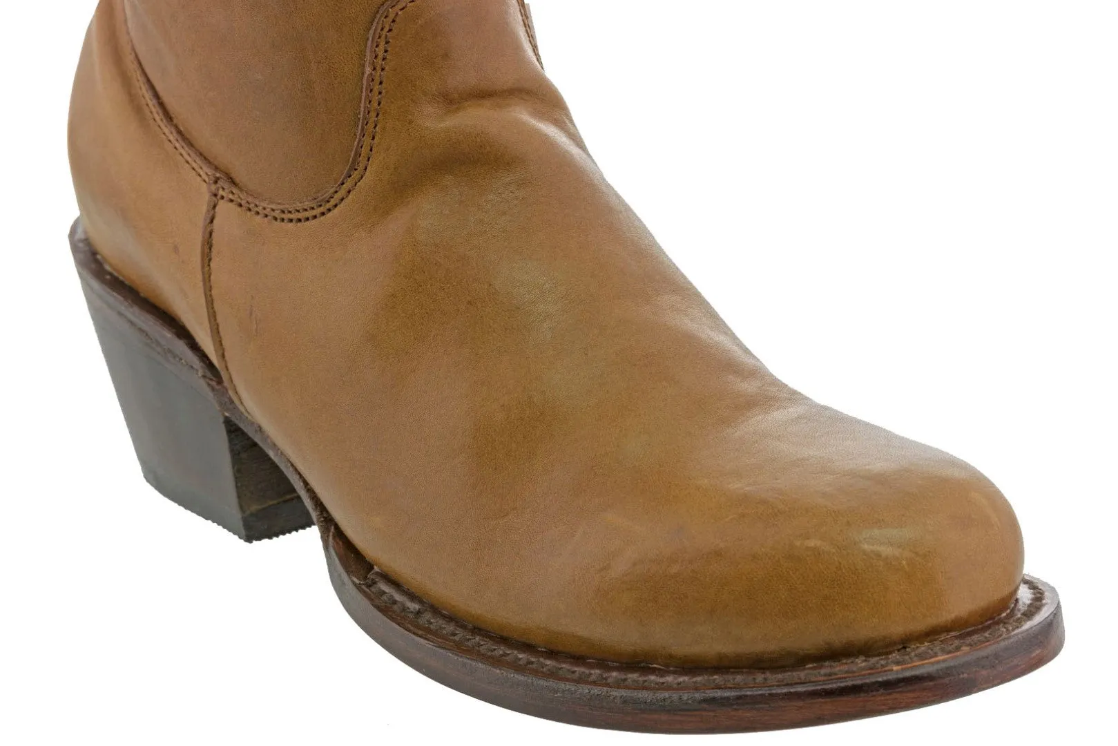 Womens Italia Light Brown Leather Cowboy Boots Equestrian - Round Toe