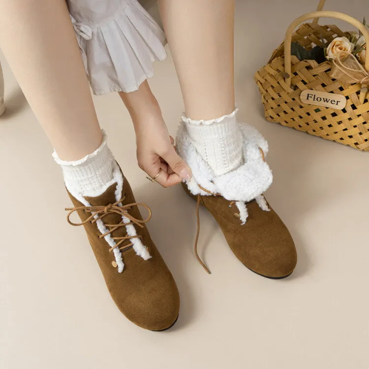 Women's Lace-Up Round Toe Increased Internal Ankle Boots