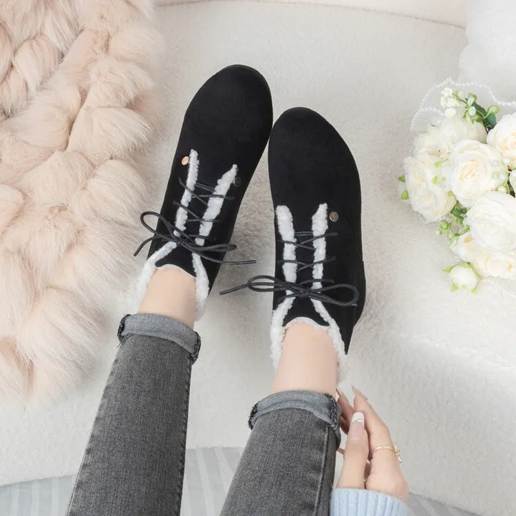 Women's Lace-Up Round Toe Increased Internal Ankle Boots