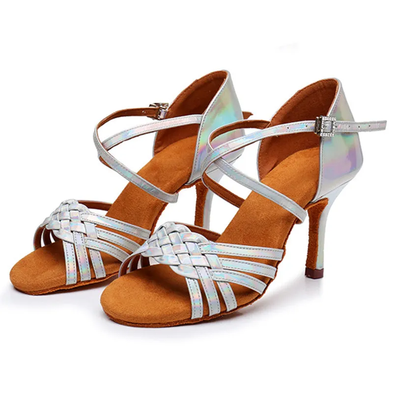 Women's Leatherette 5.5cm/7.5cm/8.5cm Heel Ankle Strap Latin Dance Shoes Ballroom Dance Shoes