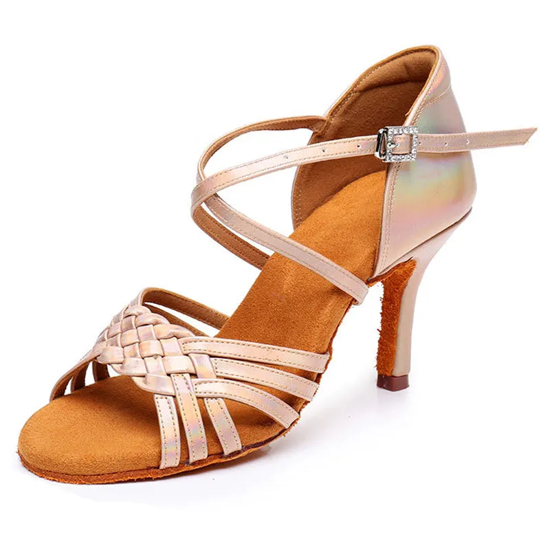 Women's Leatherette 5.5cm/7.5cm/8.5cm Heel Ankle Strap Latin Dance Shoes Ballroom Dance Shoes