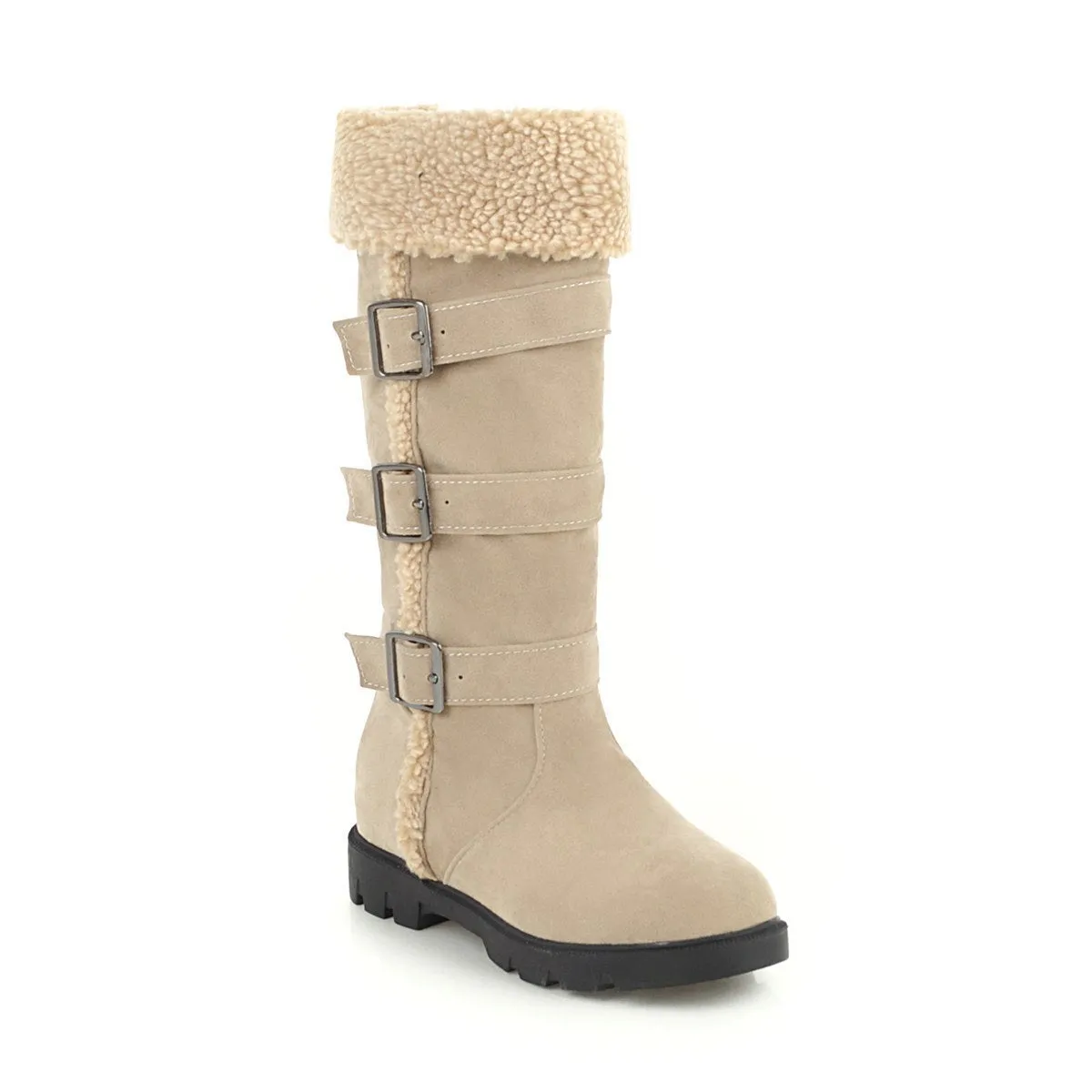 Women's warm plush lined knee high snow boots