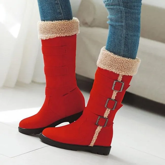 Women's warm plush lined knee high snow boots