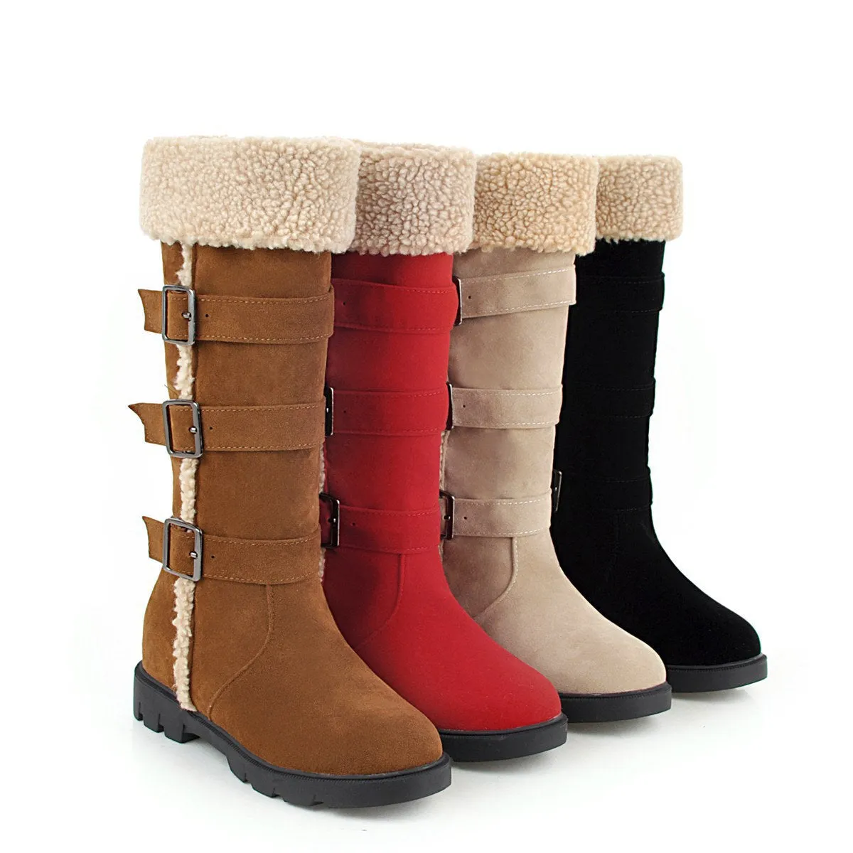 Women's warm plush lined knee high snow boots