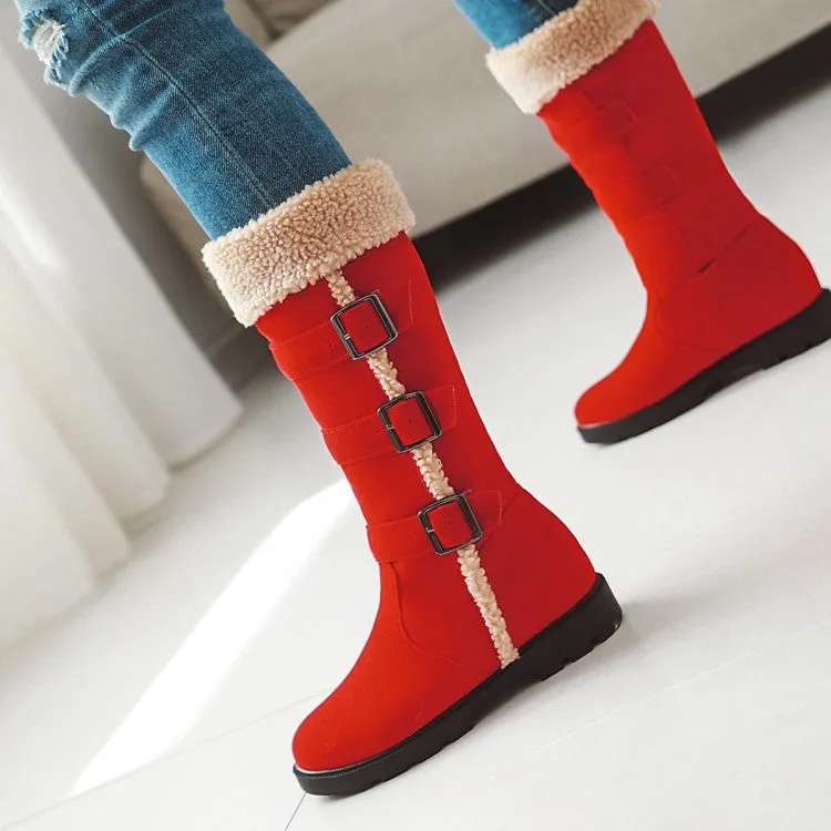 Women's warm plush lined knee high snow boots