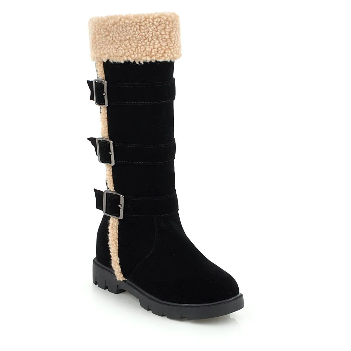 Women's warm plush lined knee high snow boots