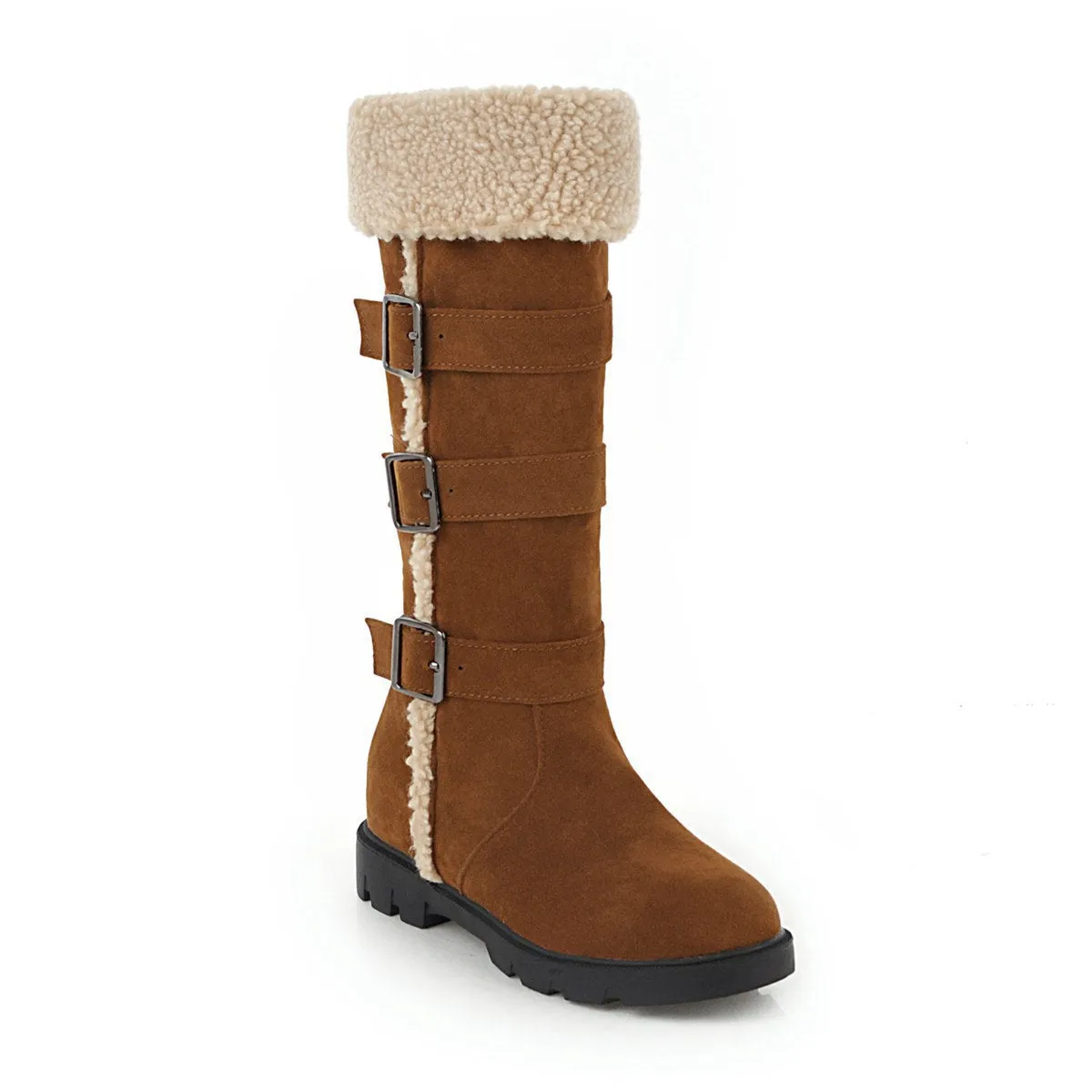 Women's warm plush lined knee high snow boots