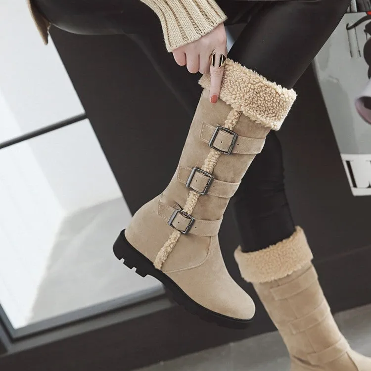 Women's warm plush lined knee high snow boots