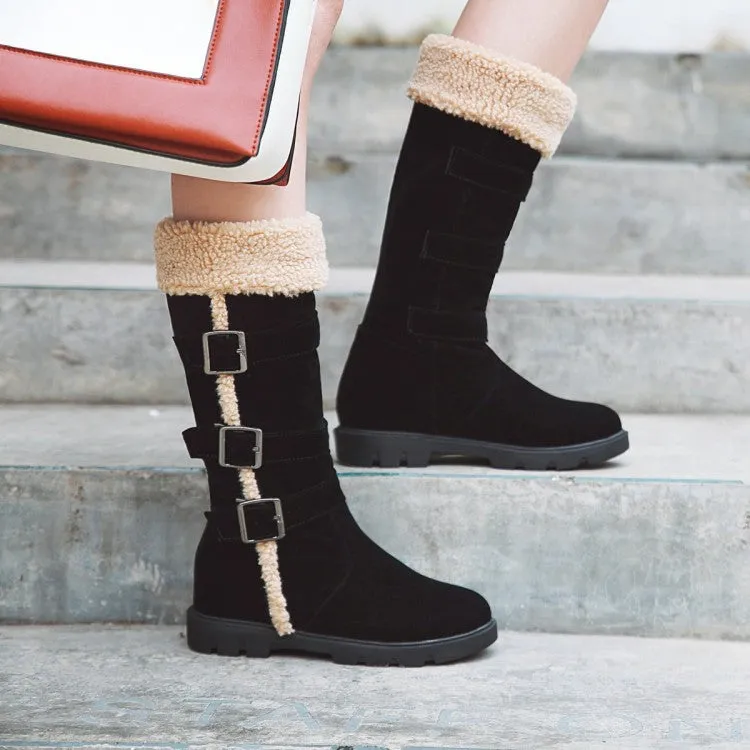 Women's warm plush lined knee high snow boots