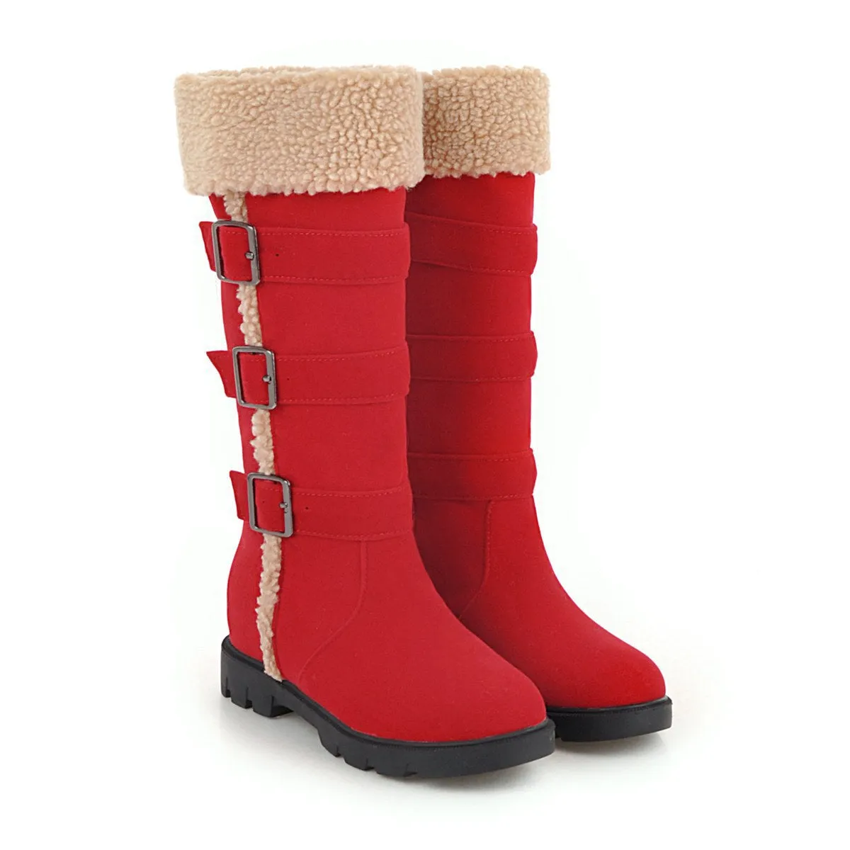 Women's warm plush lined knee high snow boots