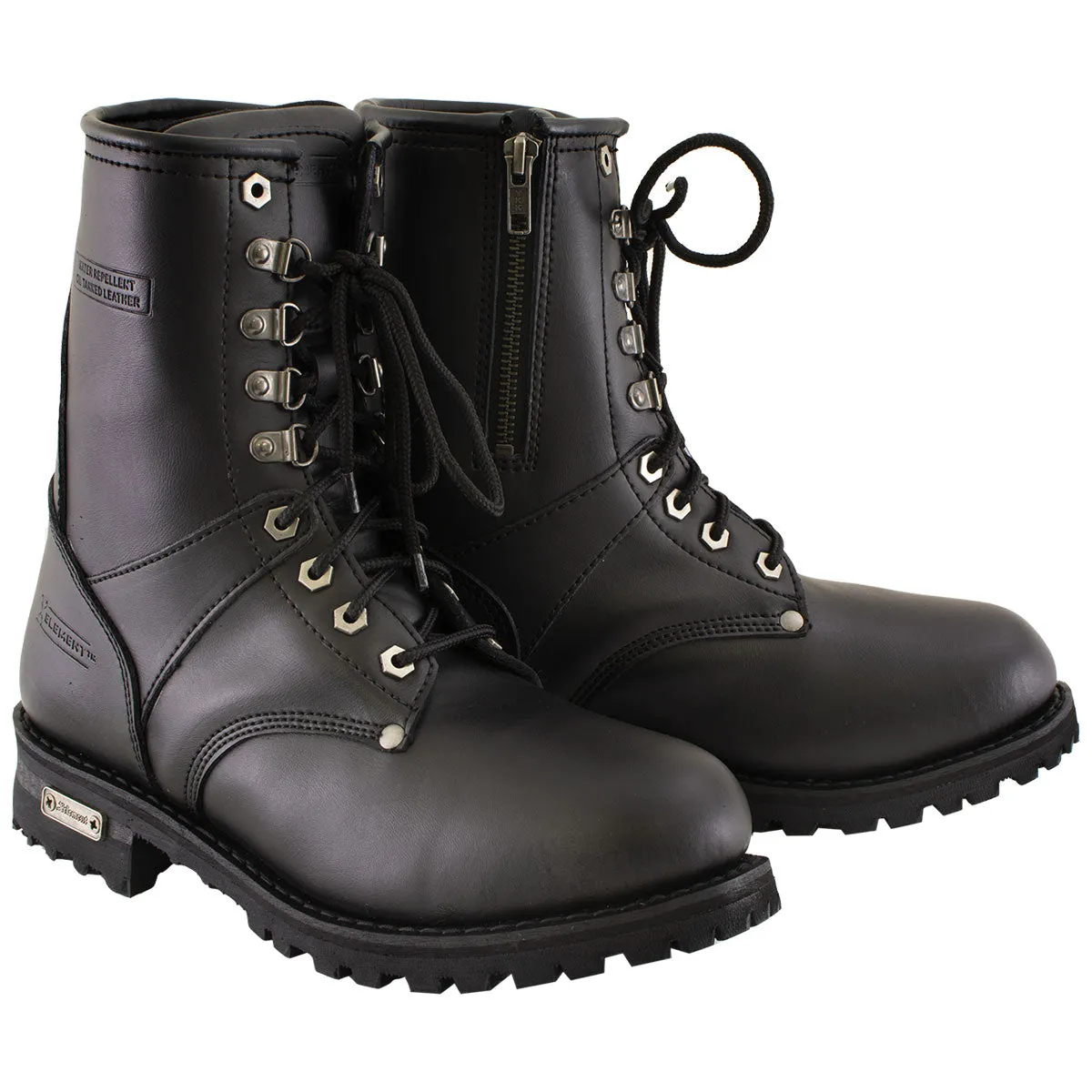 Xelement 1446 Men's Vigilant Black Leather Logger Boots with Inside Zipper