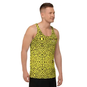 Yellow Cheetah Unisex Tank Top, Animal Print Men's or Women's Designer Tanks-Made in USA/EU