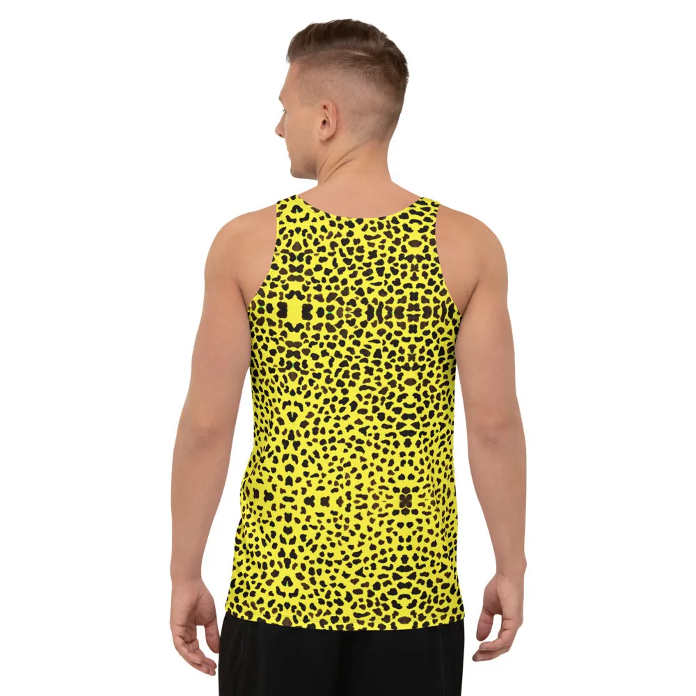 Yellow Cheetah Unisex Tank Top, Animal Print Men's or Women's Designer Tanks-Made in USA/EU