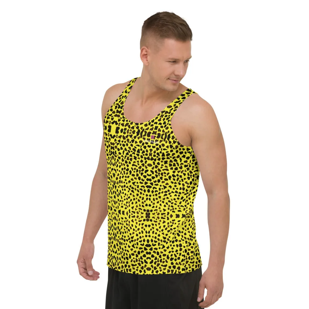 Yellow Cheetah Unisex Tank Top, Animal Print Men's or Women's Designer Tanks-Made in USA/EU