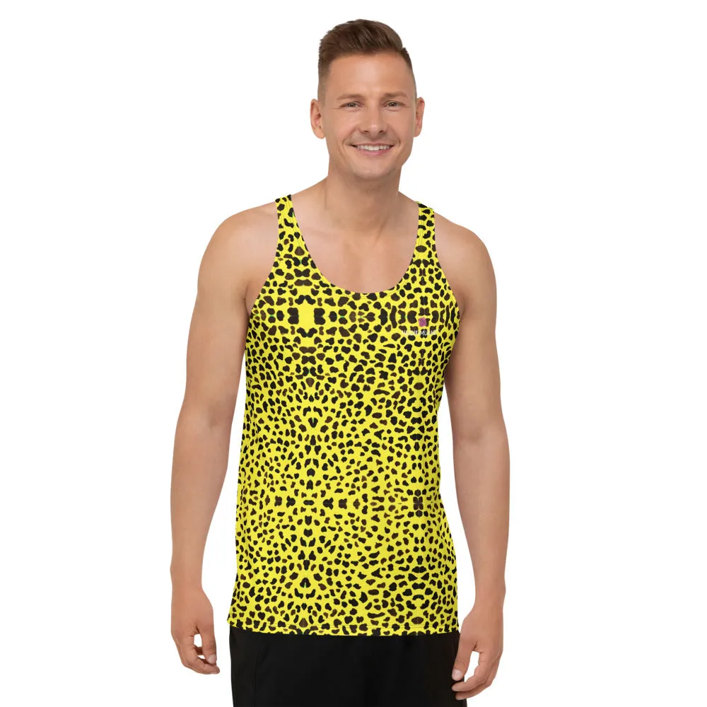 Yellow Cheetah Unisex Tank Top, Animal Print Men's or Women's Designer Tanks-Made in USA/EU